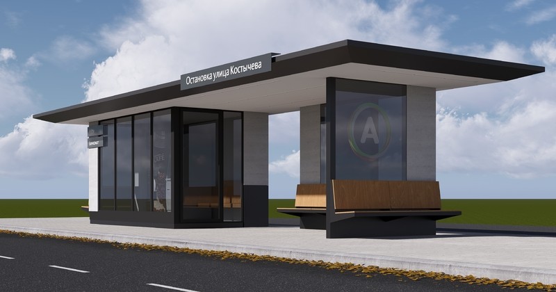 Остановочный комплекс размером 12х3х3 м